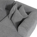 Divano angolare curvo a 4 posti in ciniglia beige/grigio