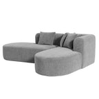 Divano angolare curvo a 4 posti in ciniglia beige/grigio