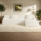110  Faux Fur Cloud 3-Seater sat L-Shaped Sectional Sofa with Two Included Throw Pillows