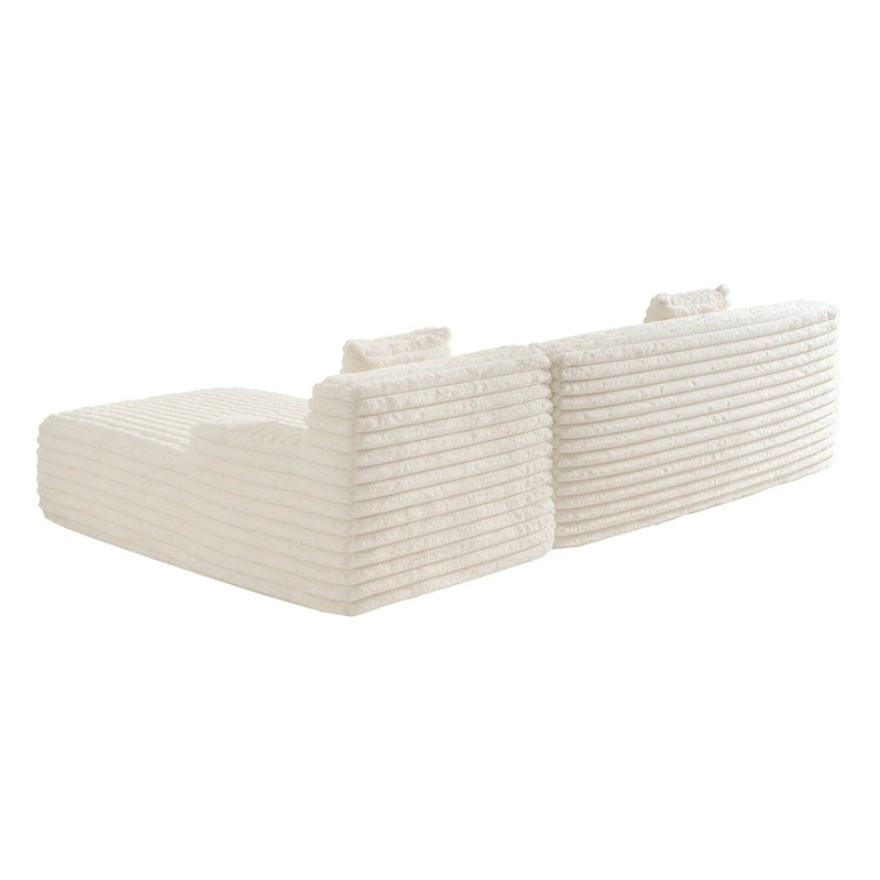 Divano Sezionale a L in Ecopelliccia Beige / Caffè Chiaro / Grigio Scuro / Nero, 3 Posti