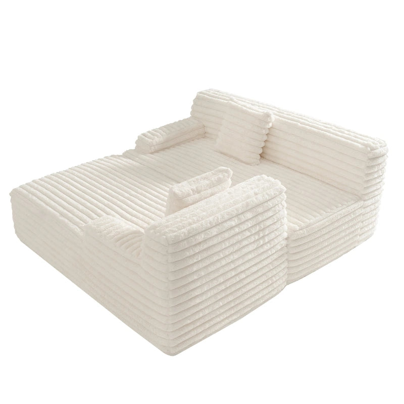 Divano Sezionale a L in Ecopelliccia Beige / Caffè Chiaro / Grigio Scuro / Nero, 3 Posti
