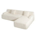 Divano Sezionale a L in Ecopelliccia Beige / Caffè Chiaro / Grigio Scuro / Nero, 3 Posti