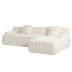 Divano Sezionale a L in Ecopelliccia Beige / Caffè Chiaro / Grigio Scuro / Nero, 3 Posti