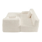 Divano Sezionale a L in Ecopelliccia Beige / Caffè Chiaro / Grigio Scuro / Nero, 3 Posti