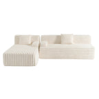 Divano Sezionale a L in Ecopelliccia Beige / Caffè Chiaro / Grigio Scuro / Nero, 3 Posti