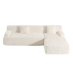 Divano Sezionale a L in Ecopelliccia Beige / Caffè Chiaro / Grigio Scuro / Nero, 3 Posti