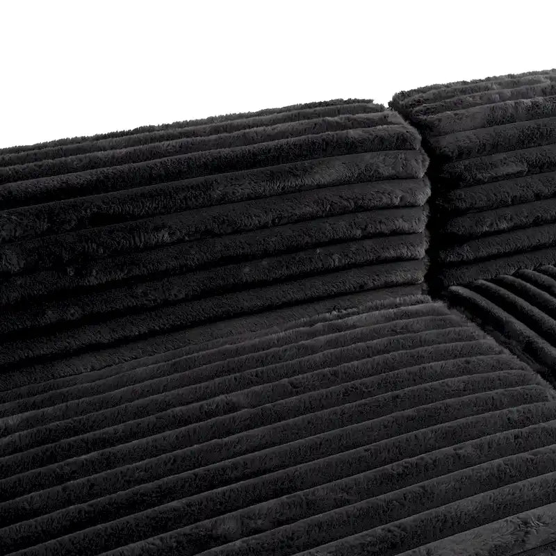 Divano Sezionale a L in Ecopelliccia Beige / Caffè Chiaro / Grigio Scuro / Nero, 3 Posti