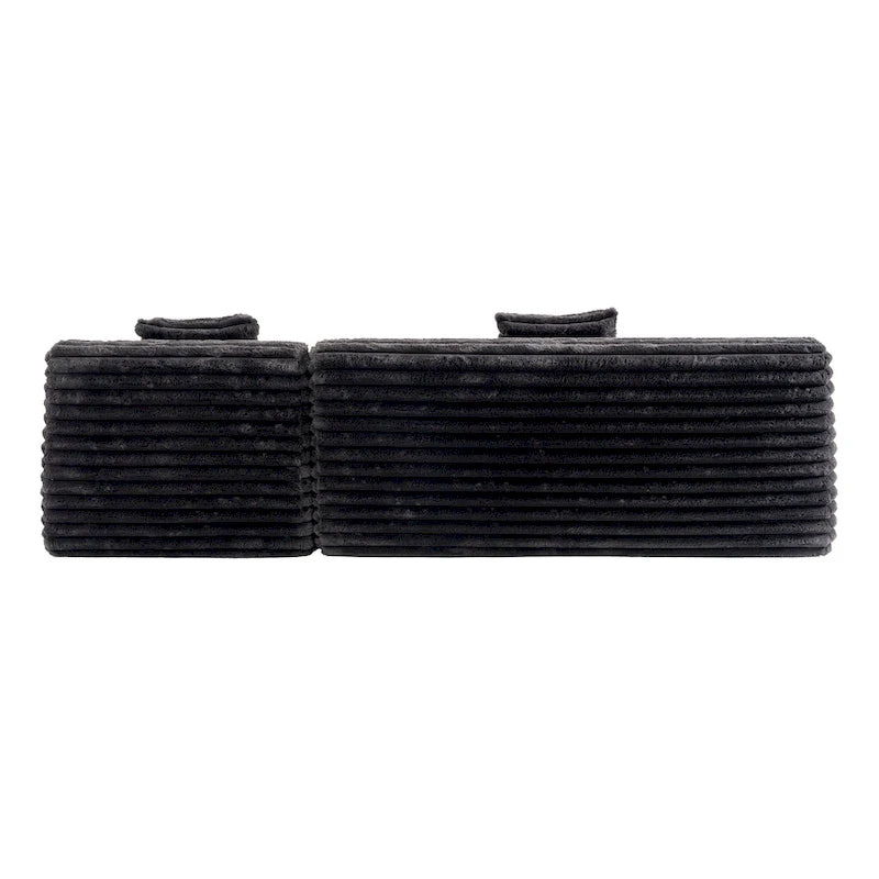 Divano Sezionale a L in Ecopelliccia Beige / Caffè Chiaro / Grigio Scuro / Nero, 3 Posti