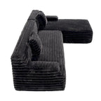 Divano Sezionale a L in Ecopelliccia Beige / Caffè Chiaro / Grigio Scuro / Nero, 3 Posti