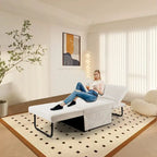 Pouf convertibile 4 in 1 in velluto a coste bianco, singolo