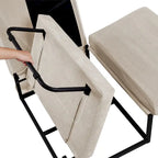 Pouf convertibile 4 in 1 in velluto a coste bianco, singolo