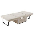 Pouf convertibile 4 in 1 in velluto a coste bianco, singolo
