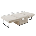 Pouf convertibile 4 in 1 in velluto a coste bianco, singolo