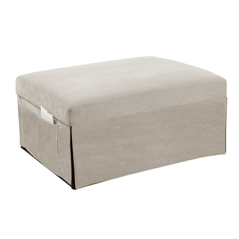 Pouf convertibile 4 in 1 in velluto a coste bianco, singolo
