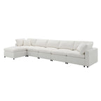 Divano componibile a U a 6 posti in ciniglia beige