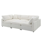 Divano componibile a U a 6 posti in ciniglia beige