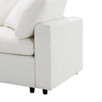 Divano componibile a U a 6 posti in ciniglia beige