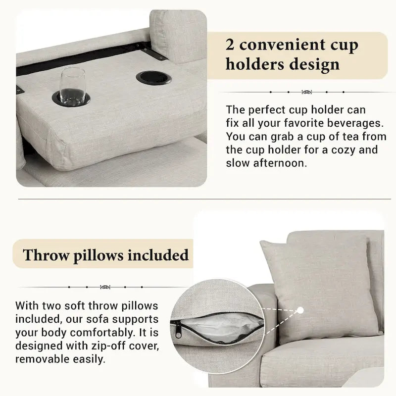 Divano Sezionale a L a 7 Posti Grigio Chiaro con Chaise Reversibile e Pouf Contenitore