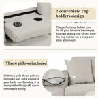 Divano Sezionale a L a 7 Posti Grigio Chiaro con Chaise Reversibile e Pouf Contenitore