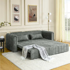 Modern 68  Foam 3 in 1 Pull-Out 3-seaters Bed Sleeper Sofa with Copper Nails and Two Drawers