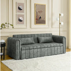 Divano Letto Estraibile 3-in-1 in Velluto Nero/Beige/Arancione/Grigio con Cassetti, 3 Posti