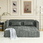 Divano Letto Estraibile 3-in-1 in Velluto Nero/Beige/Arancione/Grigio con Cassetti, 3 Posti