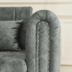 Divano Letto Estraibile 3-in-1 in Velluto Nero/Beige/Arancione/Grigio con Cassetti, 3 Posti