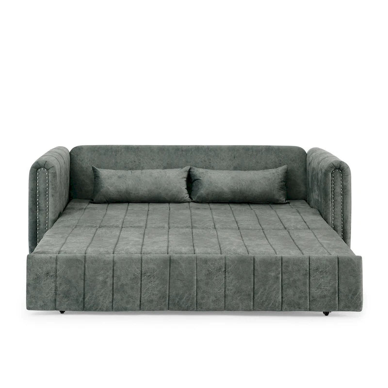 Divano Letto Estraibile 3-in-1 in Velluto Nero/Beige/Arancione/Grigio con Cassetti, 3 Posti
