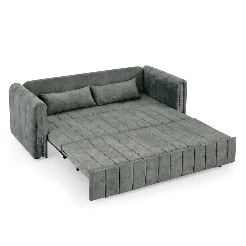 Divano Letto Estraibile 3-in-1 in Velluto Nero/Beige/Arancione/Grigio con Cassetti, 3 Posti