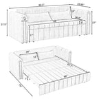 Divano Letto Estraibile 3-in-1 in Velluto Nero/Beige/Arancione/Grigio con Cassetti, 3 Posti