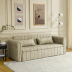 Divano Letto Estraibile 3-in-1 in Velluto Nero/Beige/Arancione/Grigio con Cassetti, 3 Posti
