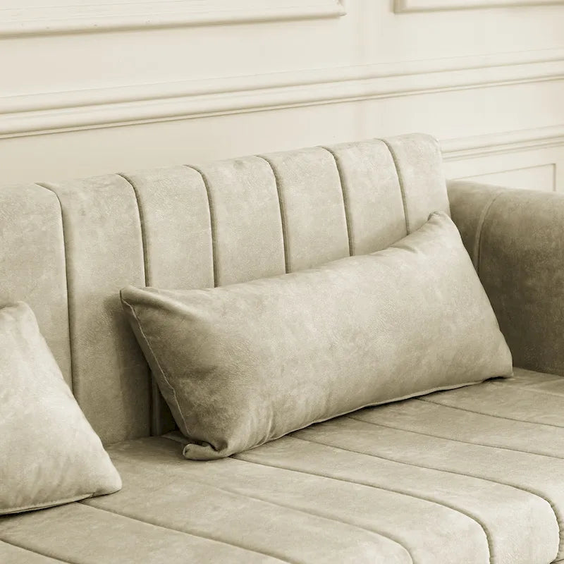 Divano Letto Estraibile 3-in-1 in Velluto Nero/Beige/Arancione/Grigio con Cassetti, 3 Posti