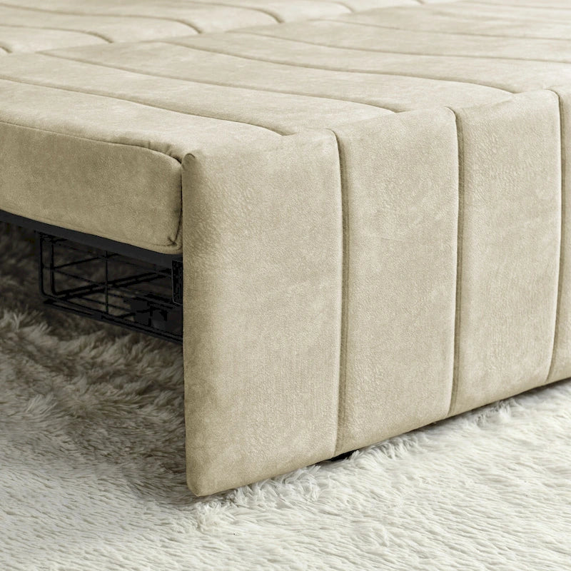 Divano Letto Estraibile 3-in-1 in Velluto Nero/Beige/Arancione/Grigio con Cassetti, 3 Posti