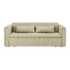 Divano Letto Estraibile 3-in-1 in Velluto Nero/Beige/Arancione/Grigio con Cassetti, 3 Posti