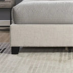 Letto con piattaforma e testiera ad ali, trapuntato a bottoni, grigio / beige / blu, per letto matrimoniale a due piazze