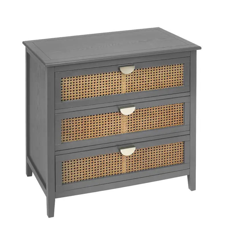 Cassettiera a 3 cassetti in rattan verde/grigio, monoutente