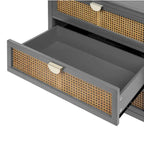 Cassettiera a 3 cassetti in rattan verde/grigio, monoutente