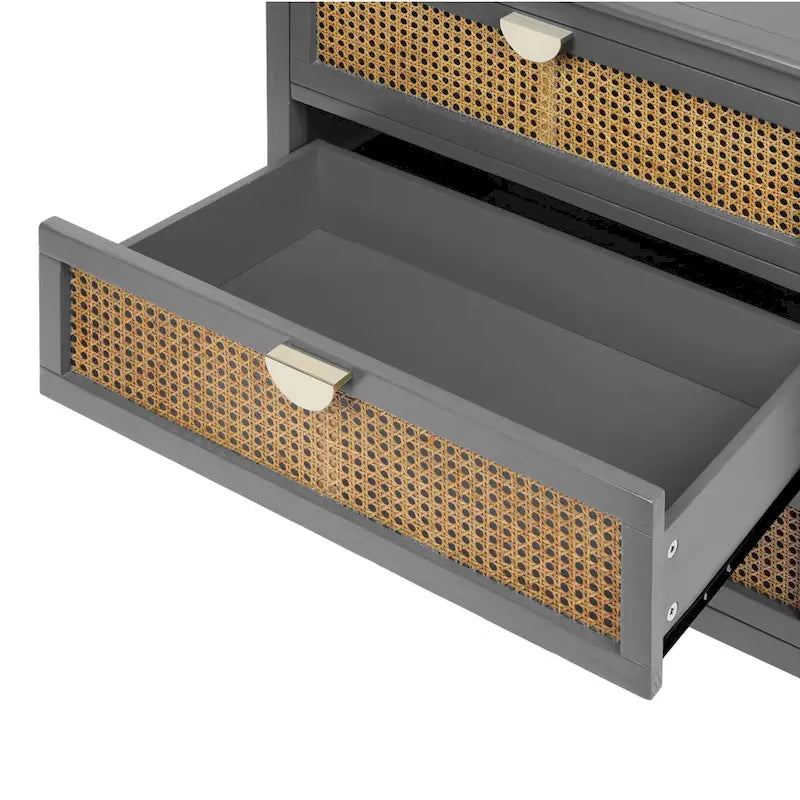 Cassettiera a 3 cassetti in rattan verde/grigio, monoutente