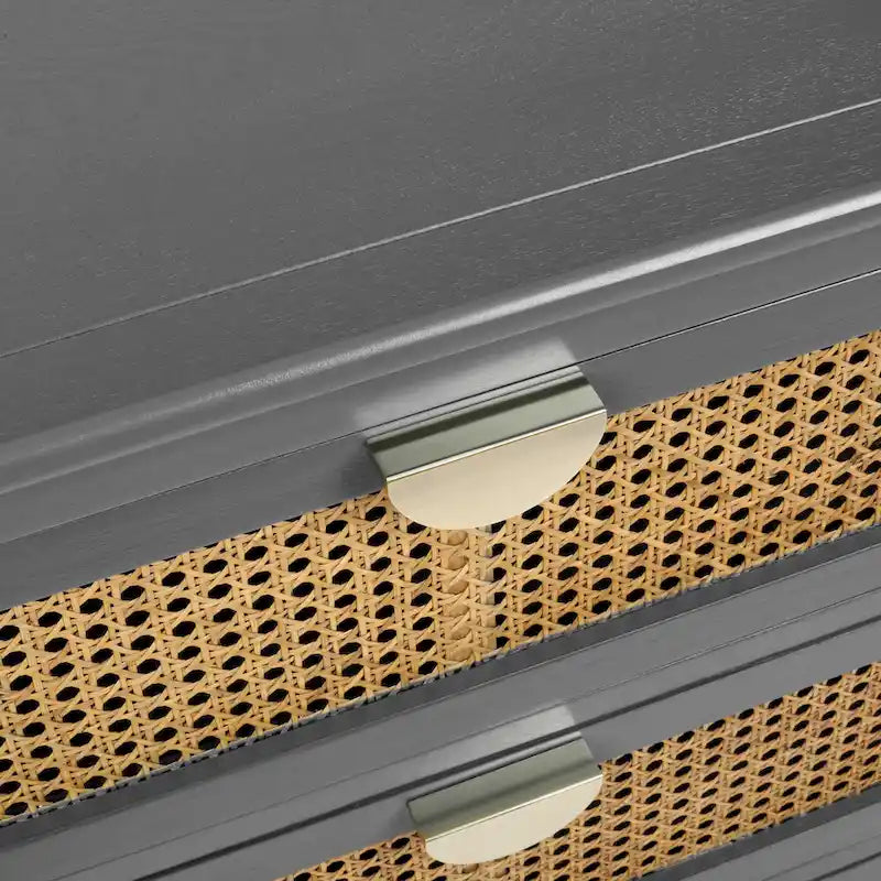 Cassettiera a 3 cassetti in rattan verde/grigio, monoutente