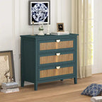 Cassettiera a 3 cassetti in rattan verde/grigio, monoutente