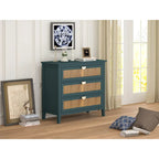Cassettiera a 3 cassetti in rattan verde/grigio, monoutente