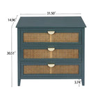 Cassettiera a 3 cassetti in rattan verde/grigio, monoutente