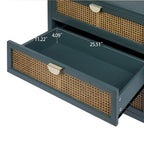 Cassettiera a 3 cassetti in rattan verde/grigio, monoutente