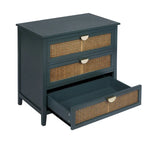Cassettiera a 3 cassetti in rattan verde/grigio, monoutente