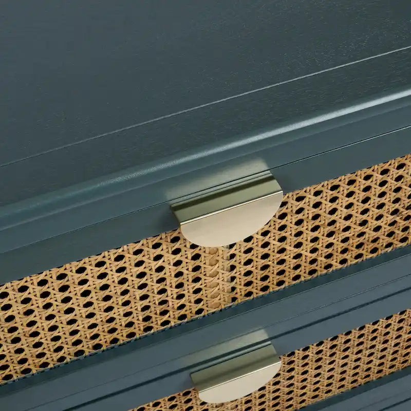 Cassettiera a 3 cassetti in rattan verde/grigio, monoutente