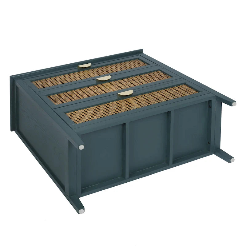 Cassettiera a 3 cassetti in rattan verde/grigio, monoutente
