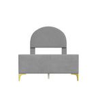 Letto a piattaforma singolo in velluto grigio/beige/rosa con testiera semicircolare, 1 posto