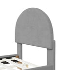 Letto a piattaforma singolo in velluto grigio/beige/rosa con testiera semicircolare, 1 posto