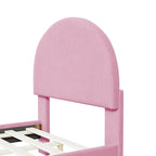 Letto a piattaforma singolo in velluto grigio/beige/rosa con testiera semicircolare, 1 posto