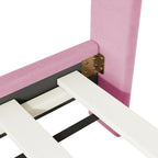 Letto a piattaforma singolo in velluto grigio/beige/rosa con testiera semicircolare, 1 posto